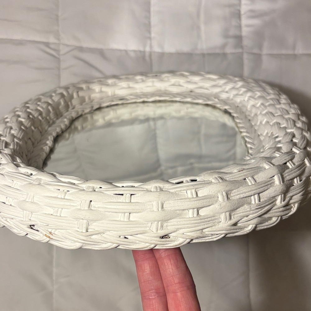 Vintage White Wicker Oval Mirror - Picture 7 of 8